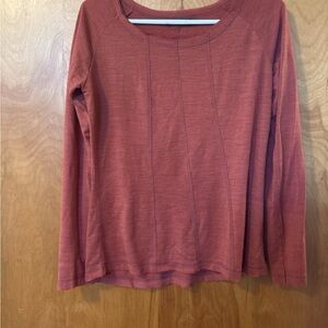 Prana Women's Long-Sleeve Crewneck Top in Rust